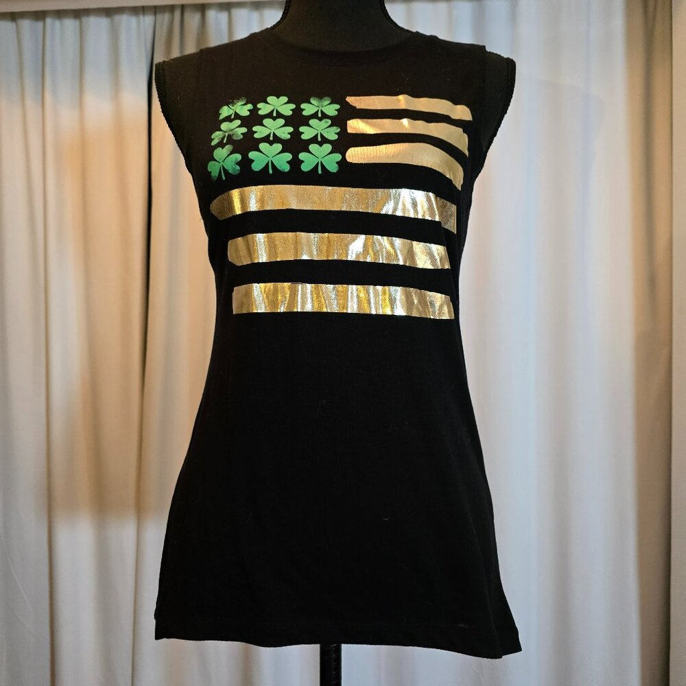 Modern Lux Shamrock Gold Flag Muscle Tee XS